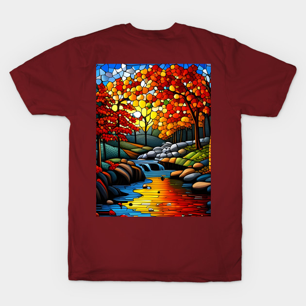 Stained Glass River Running Amid Autumn Foliage by Chance Two Designs